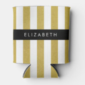 金ゴールドストライプ、パタストライプのーン、線、名前 缶クーラー (正面)