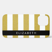 金ゴールドストライプ、パタストライプのーン、線、名前 Case-Mate iPhoneケース (裏面 (横))