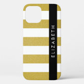 金ゴールドストライプ、パタストライプのーン、線、名前 Case-Mate iPhoneケース (裏面)