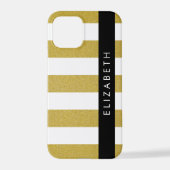 金ゴールドストライプ、パタストライプのーン、線、名前 iPhoneケース (裏面)