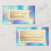 金ゴールドストライプ、フレームホログラフィックジュエリー設計者 名刺 (正面/裏面)