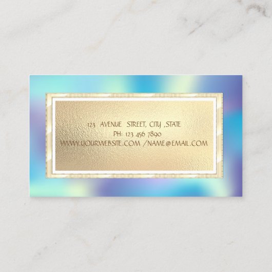 金ゴールドストライプ、フレームホログラフィックジュエリー設計者 名刺 (裏面)