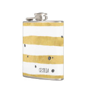 金ゴールドストライプ&ブラックドットモノグラムパターンフラスコ フラスク (左)