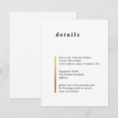 金ゴールドストライプ。モダンシンプルエレガント結婚詳細 エンクロージャーカード (正面/裏面)