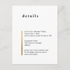 金ゴールドストライプ。モダンシンプルエレガント結婚詳細 エンクロージャーカード