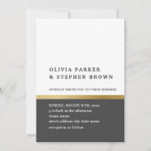 金ゴールドストライプ。白エレガント黒結婚の 招待状 (正面)