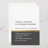 金ゴールドストライプ。白エレガント黒結婚の 招待状 (正面/裏面)