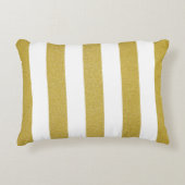 金ゴールドストライプ、白ストライプ色、パタストライプのーン アクセントクッション (正面)