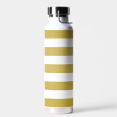 金ゴールドストライプ、白ストライプ色、パタストライプのーン ウォーターボトル (左面)
