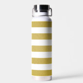 金ゴールドストライプ、白ストライプ色、パタストライプのーン ウォーターボトル (背面)