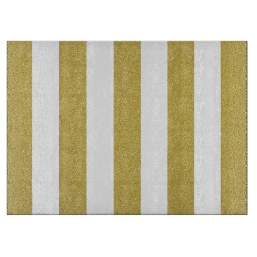 金ゴールドストライプ、白ストライプ色、パタストライプのーン カッティングボード (正面)