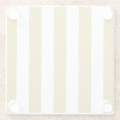 金ゴールドストライプ、白ストライプ色、パタストライプのーン ガラスコースター (裏面)