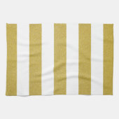 金ゴールドストライプ、白ストライプ色、パタストライプのーン キッチンタオル (横)