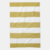 金ゴールドストライプ、白ストライプ色、パタストライプのーン キッチンタオル (縦)