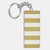 金ゴールドストライプ、白ストライプ色、パタストライプのーン キーホルダー (正面左)