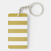 金ゴールドストライプ、白ストライプ色、パタストライプのーン キーホルダー (裏面)
