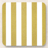 金ゴールドストライプ、白ストライプ色、パタストライプのーン コースター (正面)