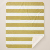 金ゴールドストライプ、白ストライプ色、パタストライプのーン シェルパブランケット (正面)