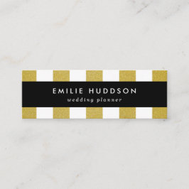 金ゴールドストライプ、白ストライプ色、パタストライプのーン スキニー名刺