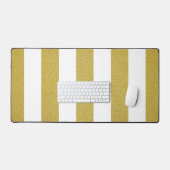 金ゴールドストライプ、白ストライプ色、パタストライプのーン デスクマット (キーボード&マウス)