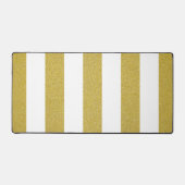 金ゴールドストライプ、白ストライプ色、パタストライプのーン デスクマット (正面)