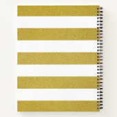 金ゴールドストライプ、白ストライプ色、パタストライプのーン ノートブック (裏面)