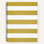 金ゴールドストライプ、白ストライプ色、パタストライプのーン ノートブック (正面)