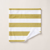 金ゴールドストライプ、白ストライプ色、パタストライプのーン バスタオルセット (ウォッシュタオル)