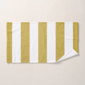 金ゴールドストライプ、白ストライプ色、パタストライプのーン バスタオルセット (ハンドタオル)