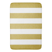 金ゴールドストライプ、白ストライプ色、パタストライプのーン バスマット (正面縦)