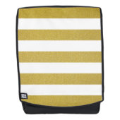 金ゴールドストライプ、白ストライプ色、パタストライプのーン バックパック (正面)