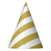 金ゴールドストライプ、白ストライプ色、パタストライプのーン パーティーハット (左)