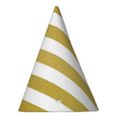 金ゴールドストライプ、白ストライプ色、パタストライプのーン パーティーハット (右)