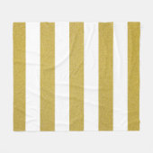 金ゴールドストライプ、白ストライプ色、パタストライプのーン フリースブランケット (正面(横))