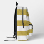 金ゴールドストライプ、白ストライプ色、パタストライプのーン プリントバックパック (左)