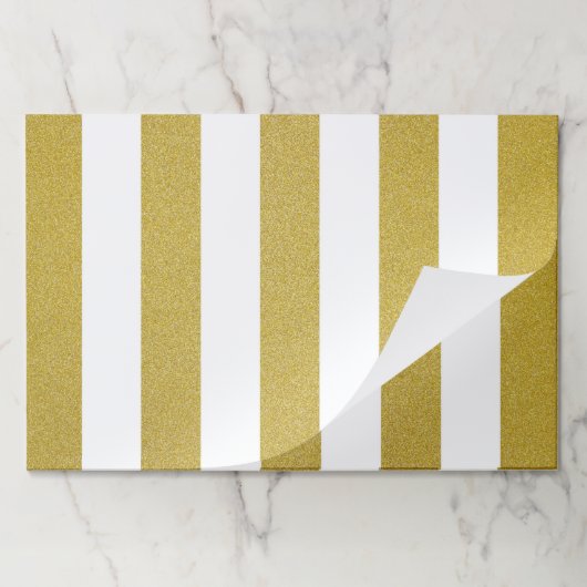 金ゴールドストライプ、白ストライプ色、パタストライプのーン ペーパーパッド (折り畳み)
