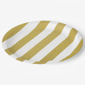 金ゴールドストライプ、白ストライプ色、パタストライプのーン ペーパープレート (アングル)