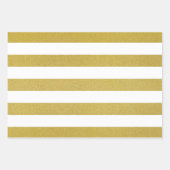 金ゴールドストライプ、白ストライプ色、パタストライプのーン ラッピングペーパーシート (正面)