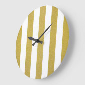 金ゴールドストライプ、白ストライプ色、パタストライプのーン ラージ壁時計 (傾斜)