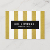 金ゴールドストライプ、白ストライプ色、パタストライプのーン 名刺 (正面)