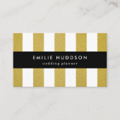 金ゴールドストライプ、白ストライプ色、パタストライプのーン 名刺 (正面)