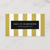 金ゴールドストライプ、白ストライプ色、パタストライプのーン 名刺 (正面)