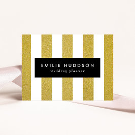 金ゴールドストライプ、白ストライプ色、パタストライプのーン 名刺