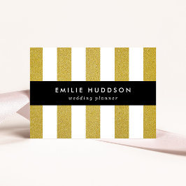 金ゴールドストライプ、白ストライプ色、パタストライプのーン 名刺