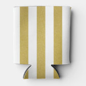 金ゴールドストライプ、白ストライプ色、パタストライプのーン 缶クーラー (正面)