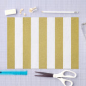 金ゴールドストライプ、白ストライプ色、パタストライプのーン 薄葉紙 (クラフト)