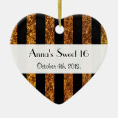 金ゴールドストライプ、線、パターストライプのン、甘い16 セラミックオーナメント (正面)
