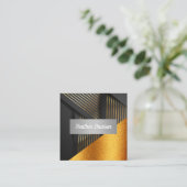 金ゴールドストライプ | 金ゴールドグリッター背景 スクエア名刺 (スタンド正面)