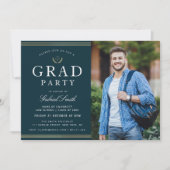 金ゴールドストリップ法の学校の写真グラッドパーティー 招待状 (正面)