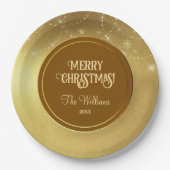 金ゴールドストリングスノーフレーク金ゴールドメタル ペーパープレート (正面)